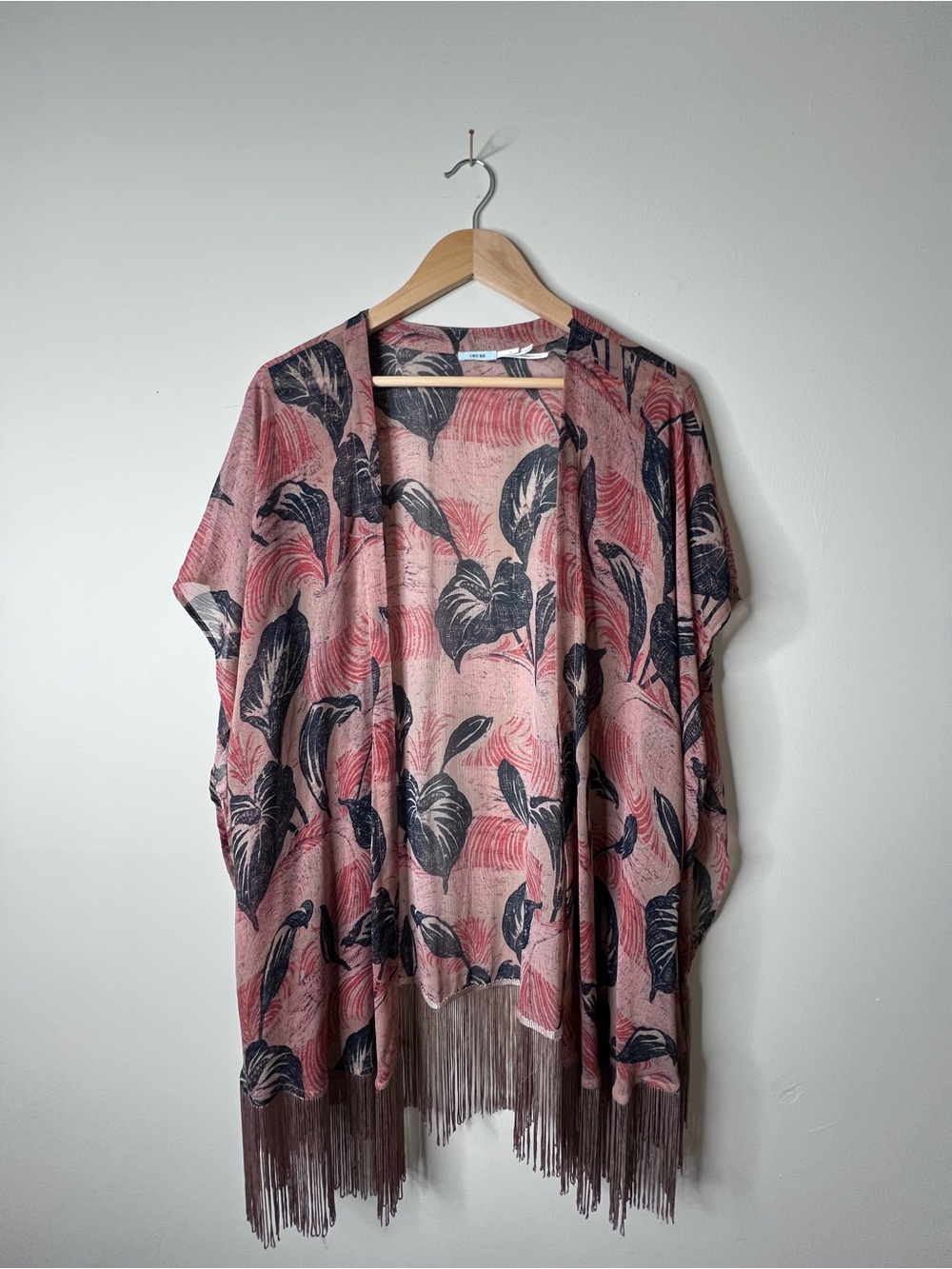 Kimchi Blue Pink and Navy Botanical Open Kimono